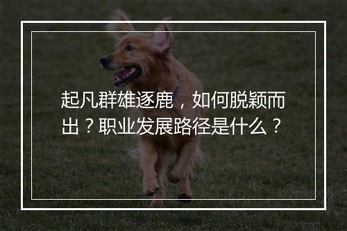 起凡群雄逐鹿，如何脱颖而出？职业发展路径是什么？
