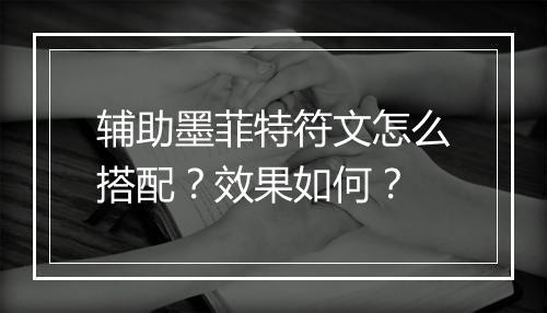 辅助墨菲特符文怎么搭配？效果如何？