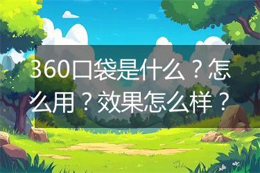 360口袋是什么？怎么用？效果怎么样？