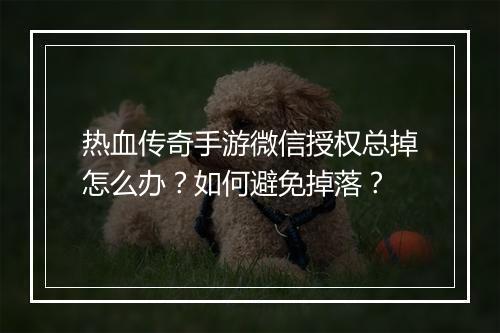 热血传奇手游微信授权总掉怎么办？如何避免掉落？