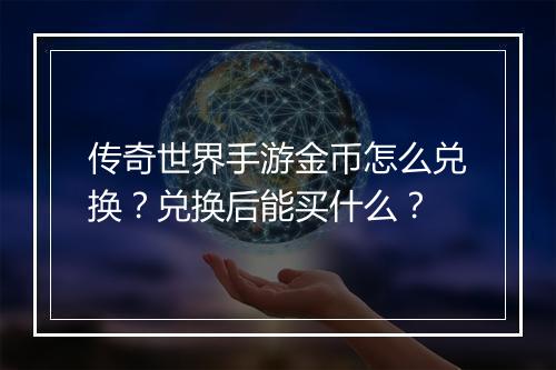 传奇世界手游金币怎么兑换？兑换后能买什么？
