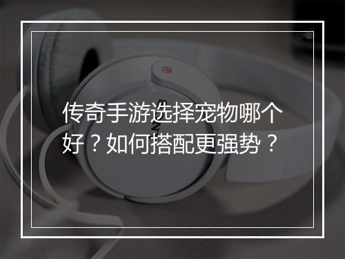 传奇手游选择宠物哪个好？如何搭配更强势？