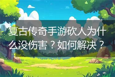 复古传奇手游砍人为什么没伤害？如何解决？