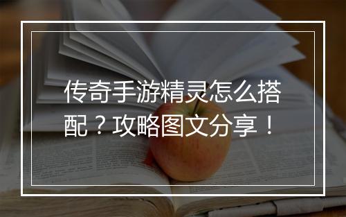 传奇手游精灵怎么搭配？攻略图文分享！