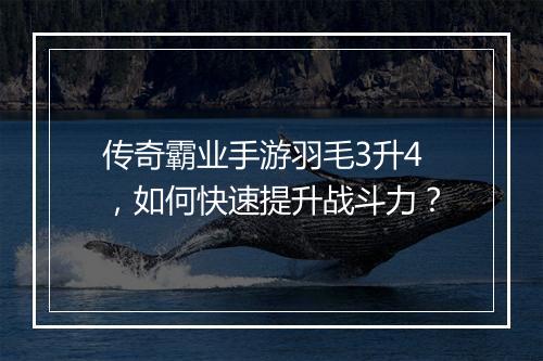 传奇霸业手游羽毛3升4，如何快速提升战斗力？