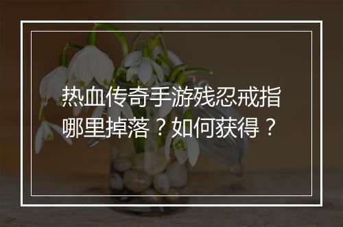 热血传奇手游残忍戒指哪里掉落？如何获得？
