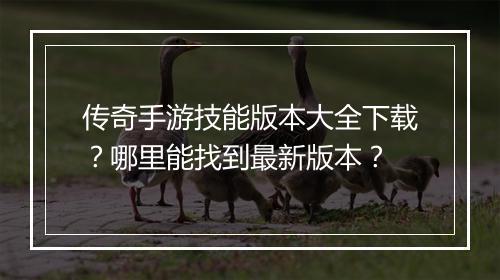 传奇手游技能版本大全下载？哪里能找到最新版本？