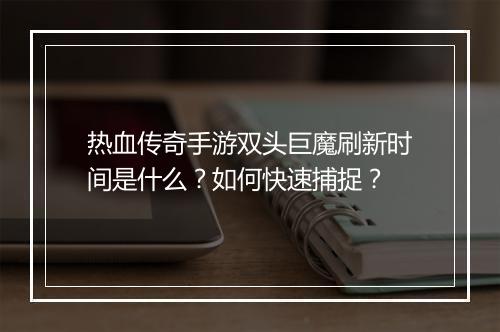 热血传奇手游双头巨魔刷新时间是什么？如何快速捕捉？