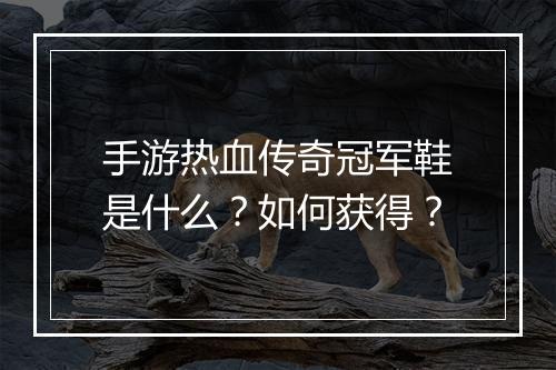 手游热血传奇冠军鞋是什么？如何获得？