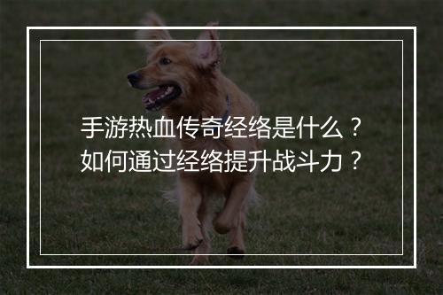 手游热血传奇经络是什么？如何通过经络提升战斗力？