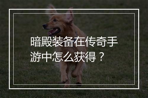 暗殿装备在传奇手游中怎么获得？