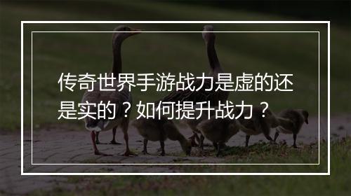 传奇世界手游战力是虚的还是实的？如何提升战力？