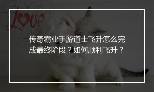 传奇霸业手游道士飞升怎么完成最终阶段？如何顺利飞升？