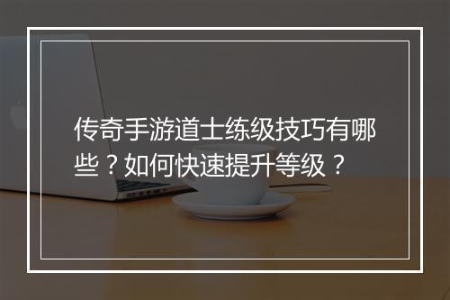 传奇手游道士练级技巧有哪些？如何快速提升等级？