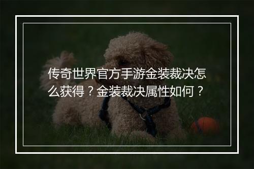 传奇世界官方手游金装裁决怎么获得？金装裁决属性如何？