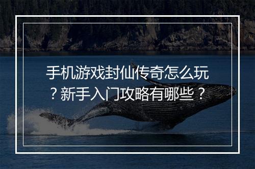 手机游戏封仙传奇怎么玩？新手入门攻略有哪些？