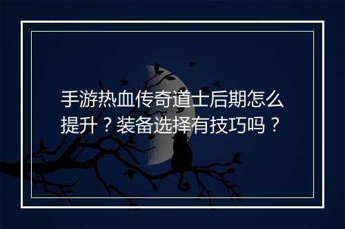 手游热血传奇道士后期怎么提升？装备选择有技巧吗？