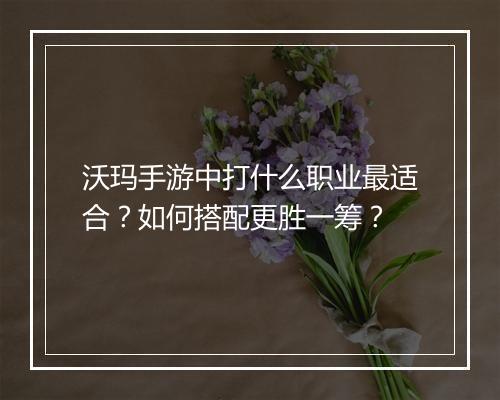沃玛手游中打什么职业最适合？如何搭配更胜一筹？