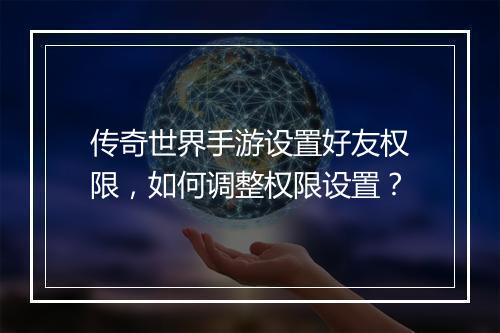 传奇世界手游设置好友权限，如何调整权限设置？