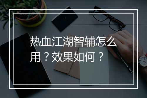 热血江湖智辅怎么用？效果如何？