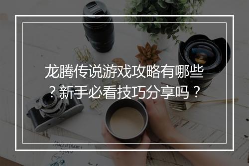 龙腾传说游戏攻略有哪些？新手必看技巧分享吗？