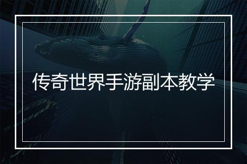 传奇世界手游副本教学