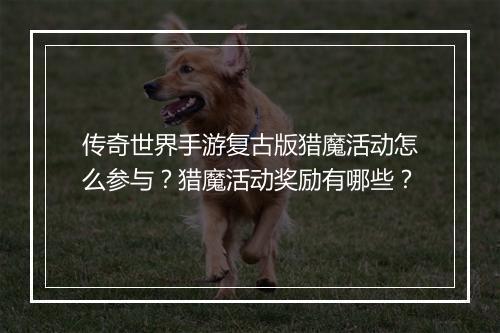 传奇世界手游复古版猎魔活动怎么参与？猎魔活动奖励有哪些？
