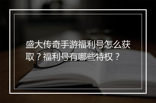 盛大传奇手游福利号怎么获取？福利号有哪些特权？