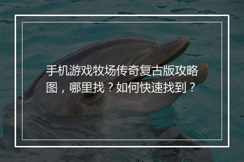 手机游戏牧场传奇复古版攻略图，哪里找？如何快速找到？