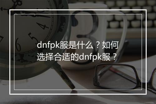 dnfpk服是什么？如何选择合适的dnfpk服？