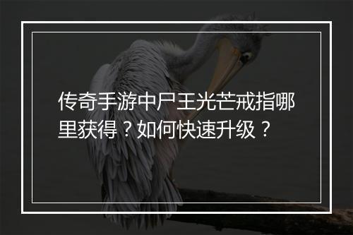 传奇手游中尸王光芒戒指哪里获得？如何快速升级？