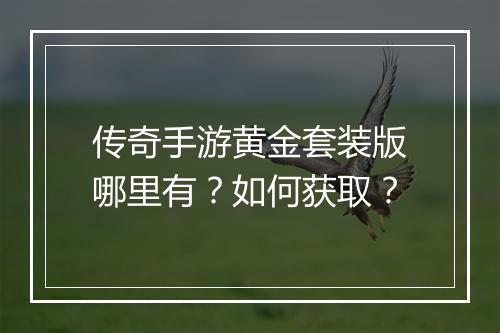 传奇手游黄金套装版哪里有？如何获取？