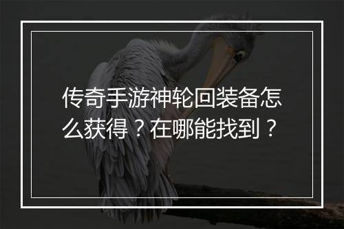 传奇手游神轮回装备怎么获得？在哪能找到？