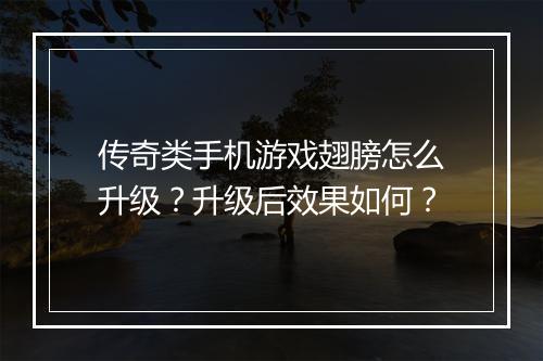 传奇类手机游戏翅膀怎么升级？升级后效果如何？