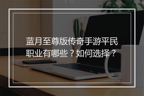 蓝月至尊版传奇手游平民职业有哪些？如何选择？
