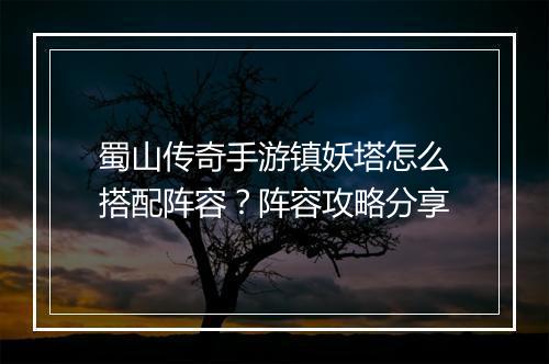 蜀山传奇手游镇妖塔怎么搭配阵容？阵容攻略分享