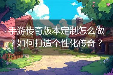 手游传奇版本定制怎么做？如何打造个性化传奇？