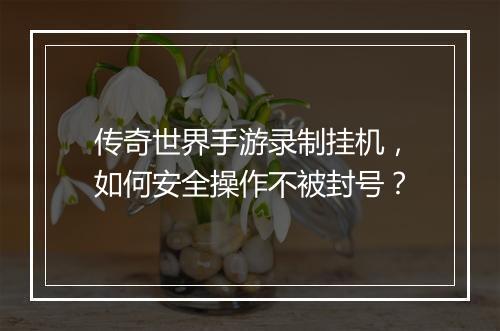 传奇世界手游录制挂机，如何安全操作不被封号？