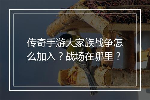 传奇手游大家族战争怎么加入？战场在哪里？