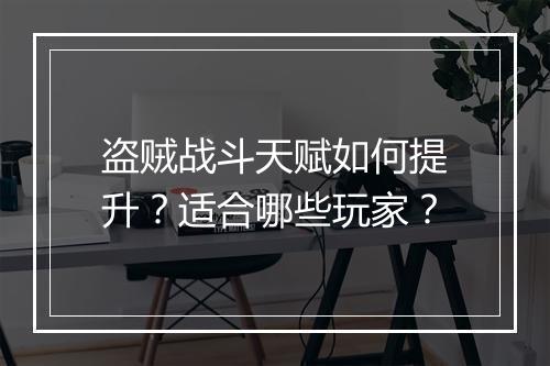 盗贼战斗天赋如何提升？适合哪些玩家？