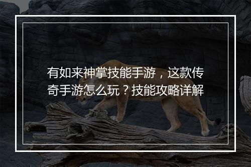 有如来神掌技能手游，这款传奇手游怎么玩？技能攻略详解