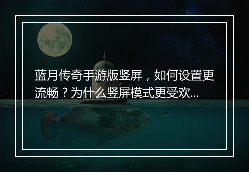 蓝月传奇手游版竖屏，如何设置更流畅？为什么竖屏模式更受欢迎？