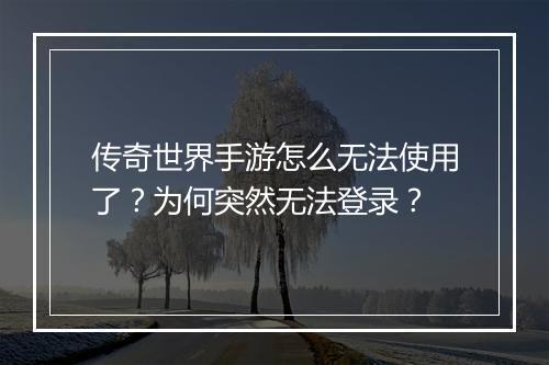 传奇世界手游怎么无法使用了？为何突然无法登录？
