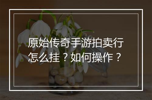 原始传奇手游拍卖行怎么挂？如何操作？