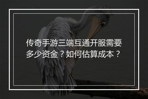 传奇手游三端互通开服需要多少资金？如何估算成本？