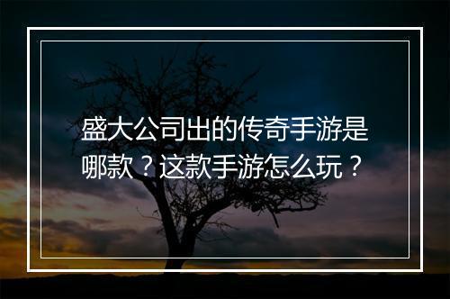 盛大公司出的传奇手游是哪款？这款手游怎么玩？