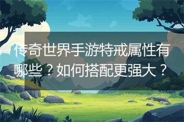 传奇世界手游特戒属性有哪些？如何搭配更强大？