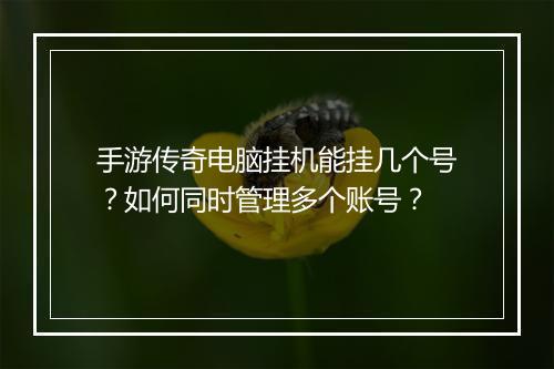 手游传奇电脑挂机能挂几个号？如何同时管理多个账号？