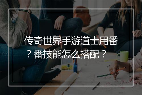 传奇世界手游道士用番？番技能怎么搭配？