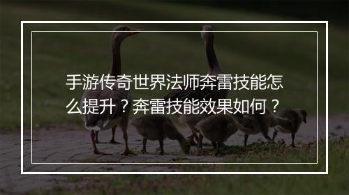 手游传奇世界法师奔雷技能怎么提升？奔雷技能效果如何？